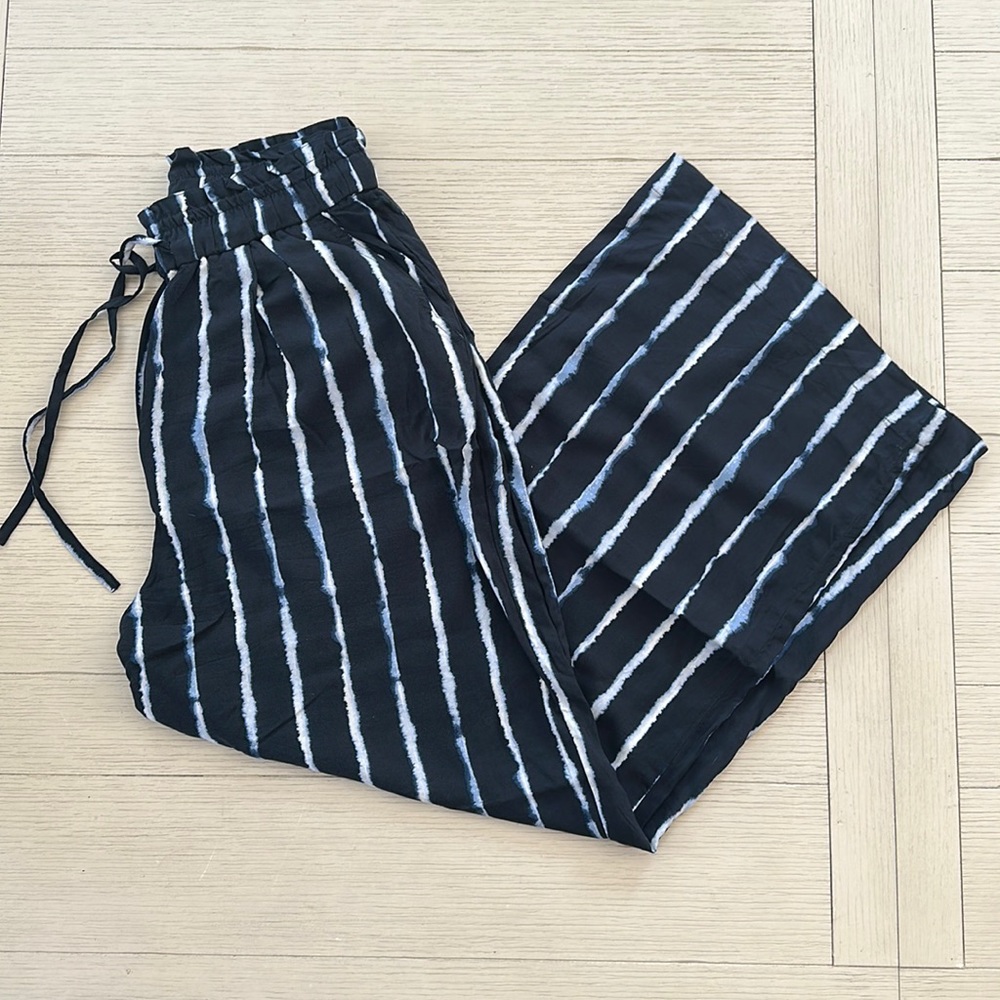 H&M • Blue Tie Dye Stripe Wide Leg Pants